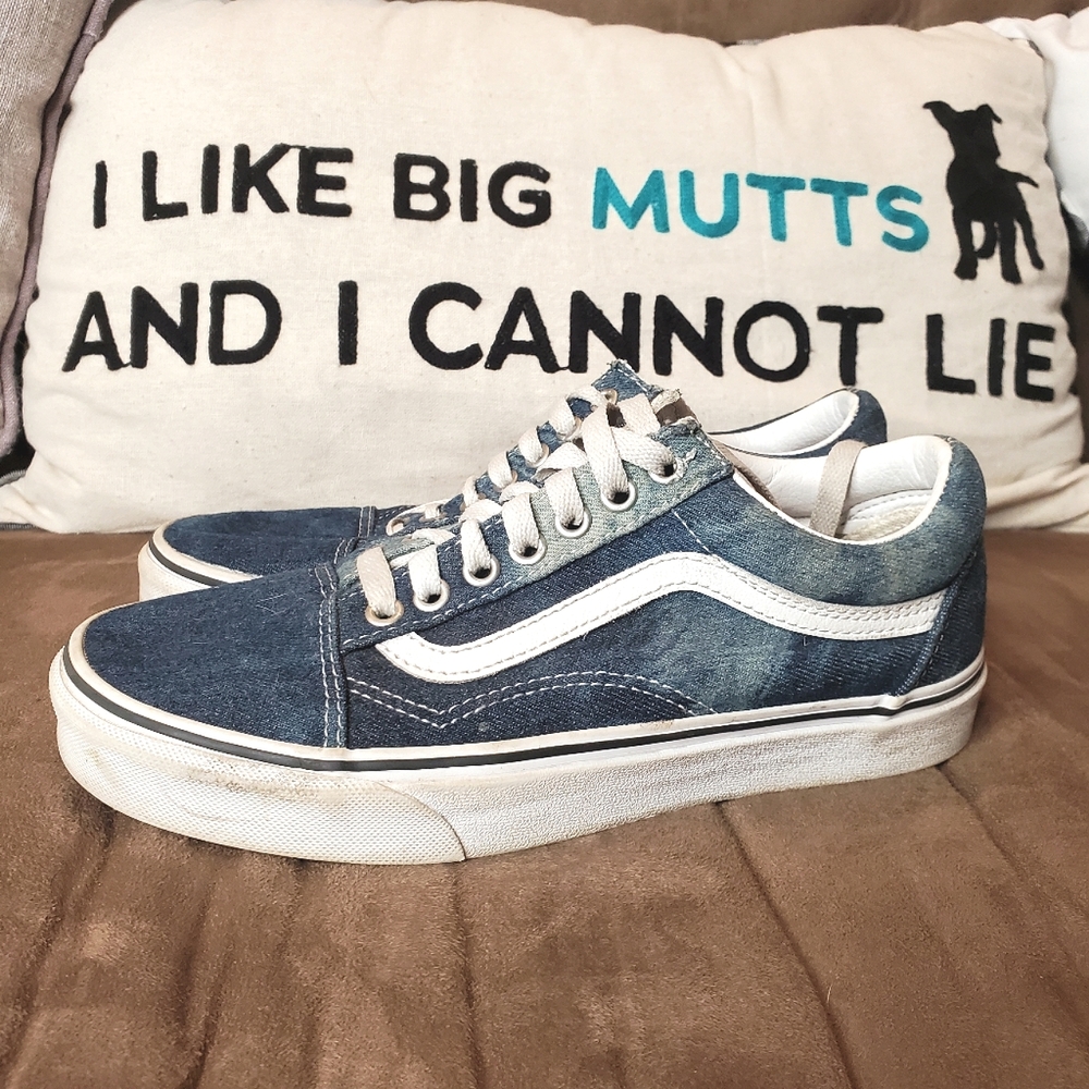 31) VANS Off The Wall Low Acid-wash Denim Platform Sneakers Sz. M's 6½ W's 8 - Picture 1 of 8